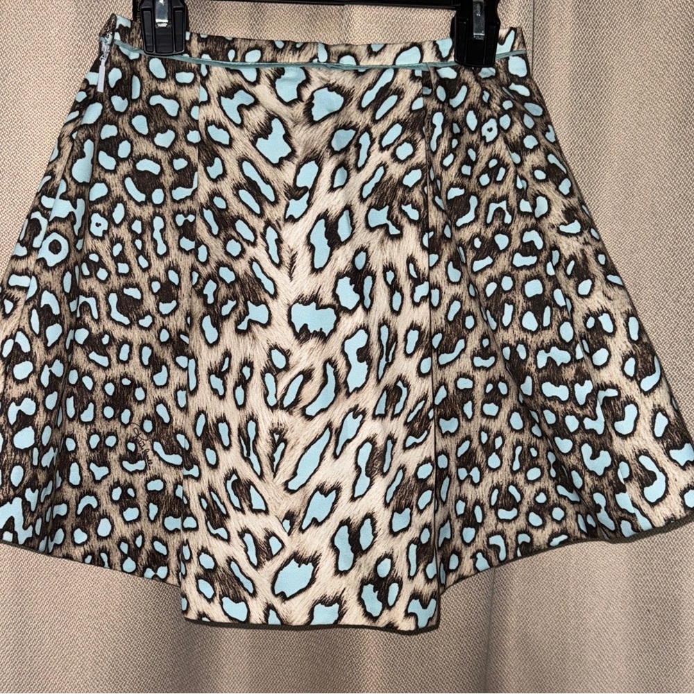Roberto Cavalli Blue and Black Leopard Mini Skirt